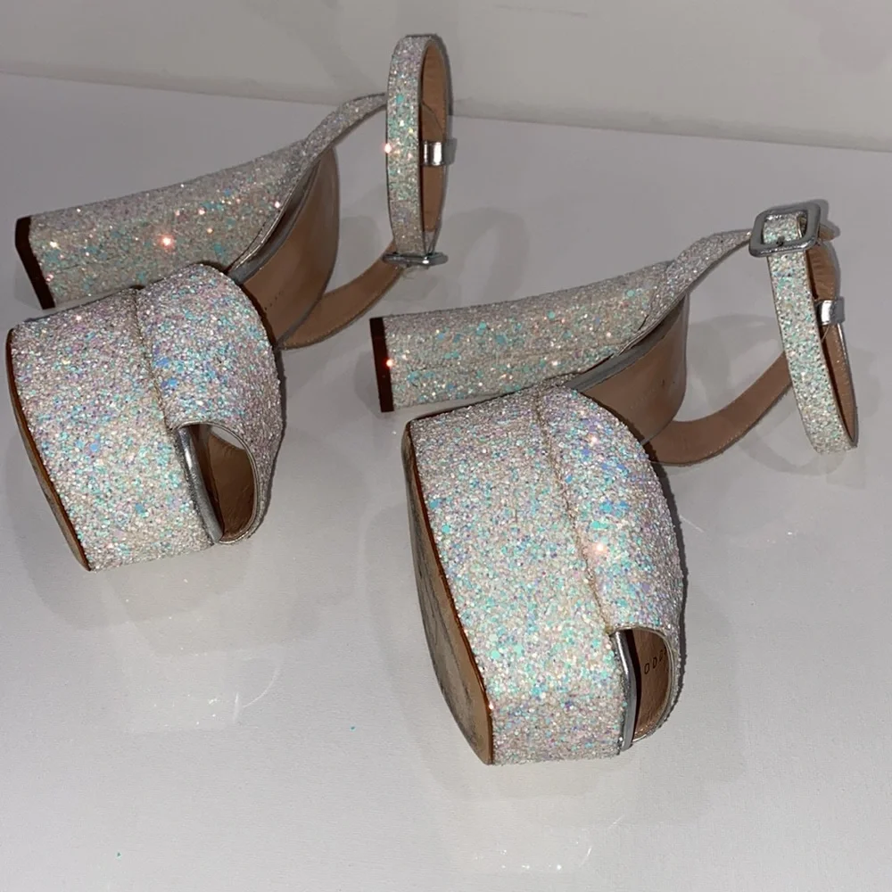 Giuseppe Zanotti Iridescent Glitter Platform Sandals